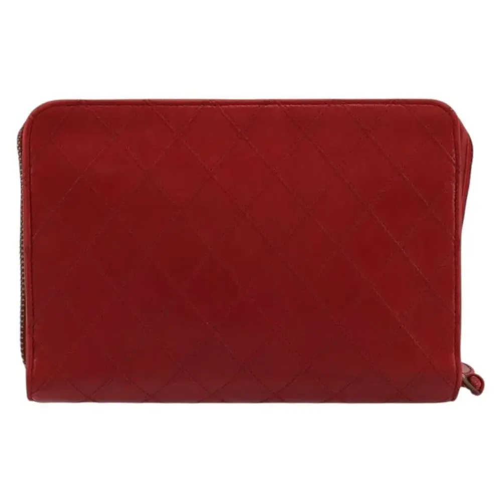 Chanel Lambskin Leather Bicolore Pouch Red